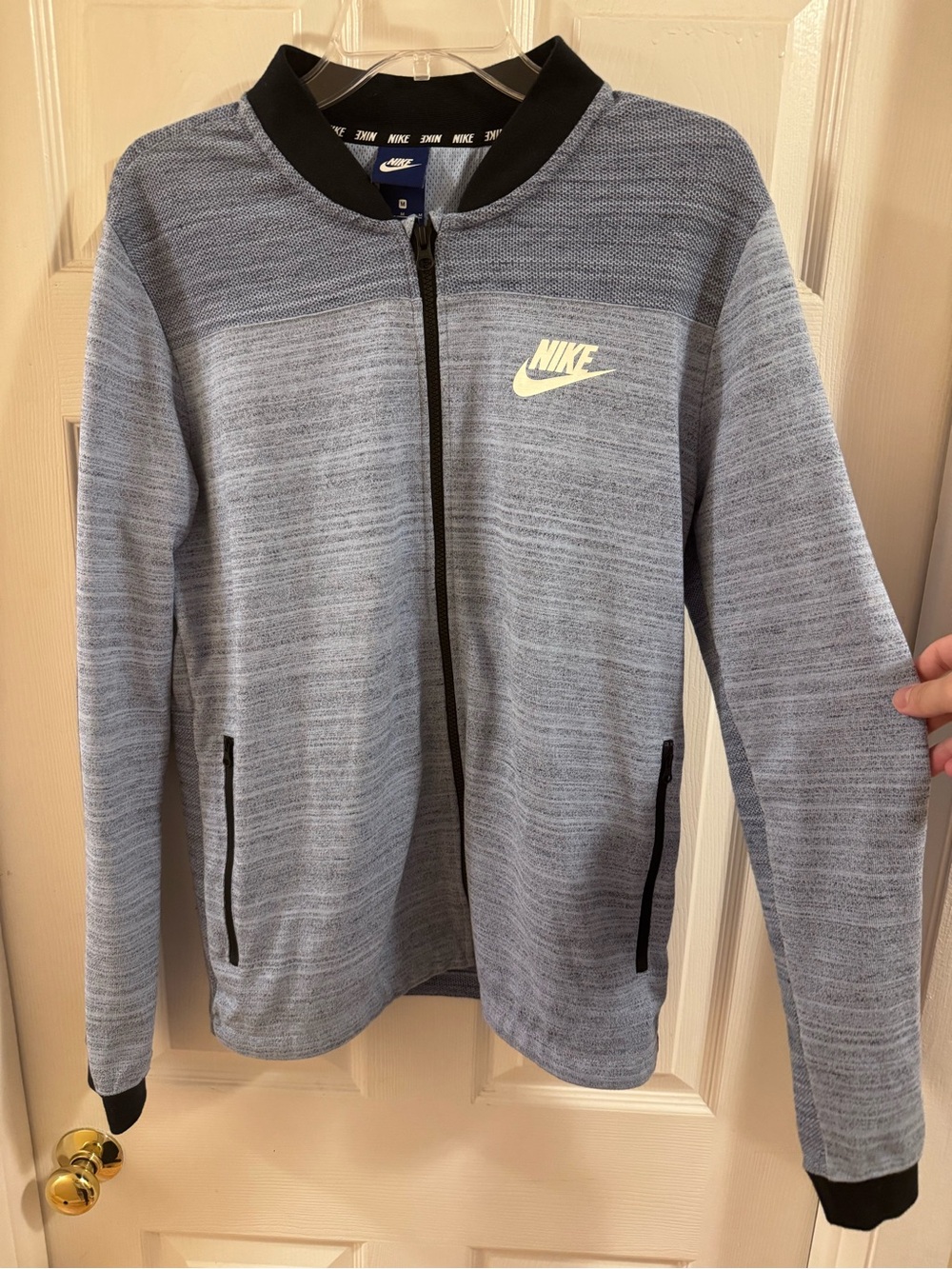 Nike Men’s Heathered Jacquard Light Blue Full-Zip Bomber Jacket